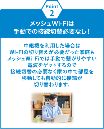 Point2 メッシュWi-Fiは手動での接続切り替え必要なし！